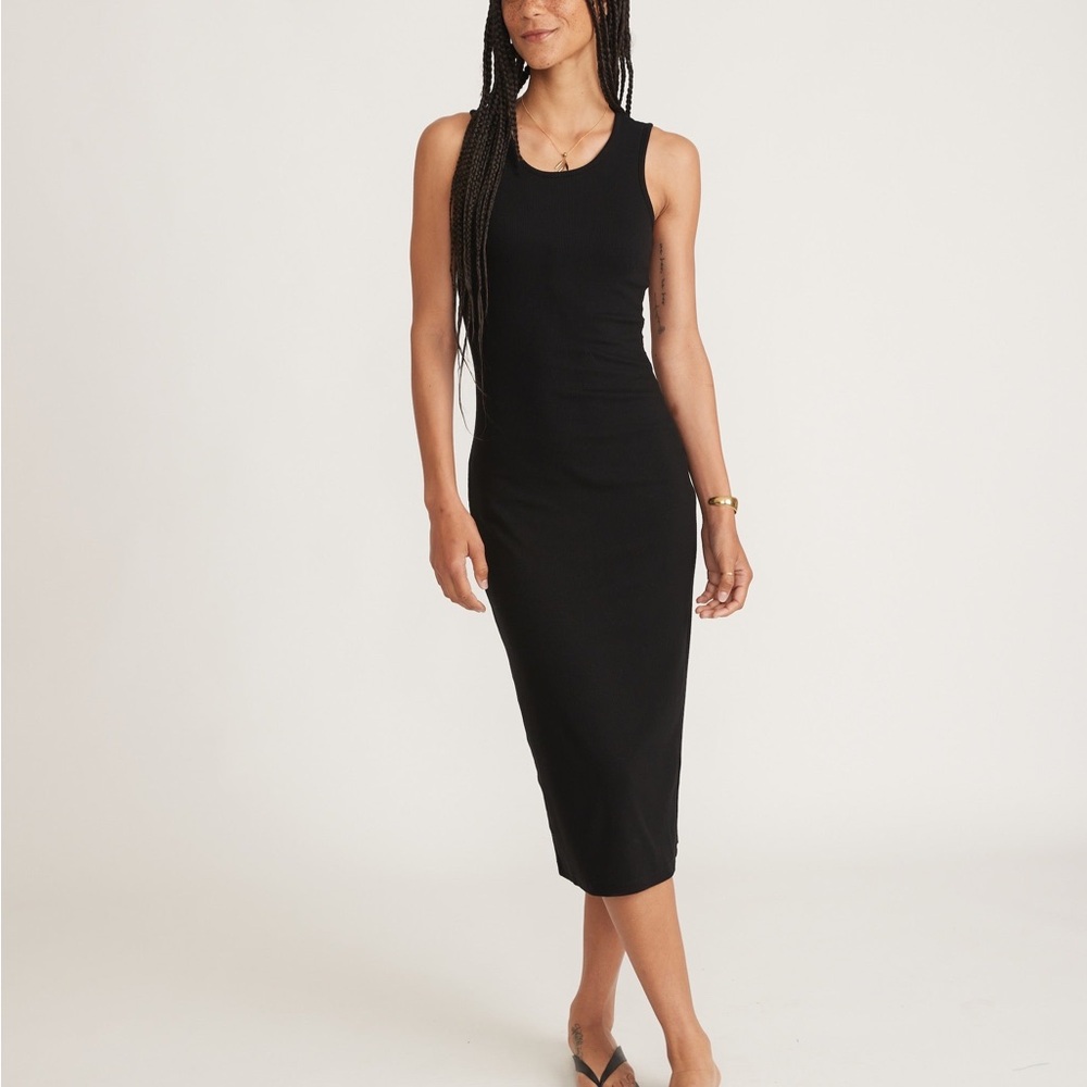 Marine Layer Lexi Daytime Midi Black Ribbed Dress Women’s - Size Large